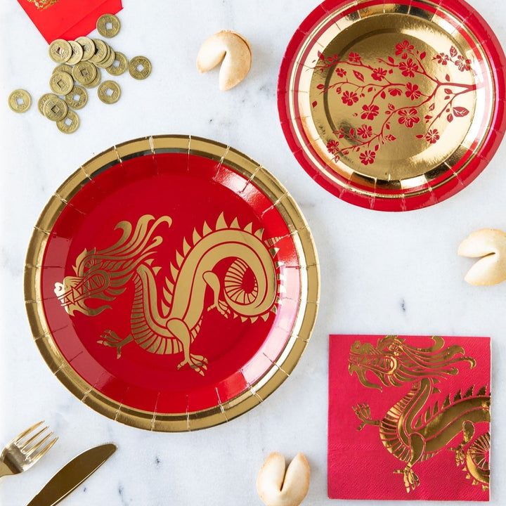 LUNAR NEW YEAR LARGE DRAGON PLATE My Mind's Eye Lunar New Year Bonjour Fete - Party Supplies