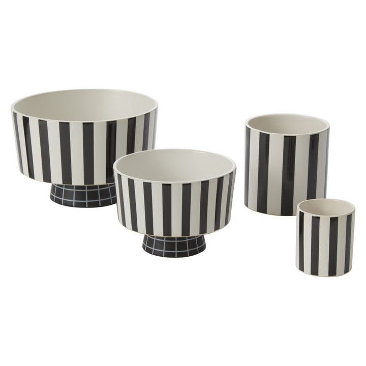 BLACK AND WHITE CERAMIC POTS Accent Decor Halloween Home Decor Bonjour Fete - Party Supplies