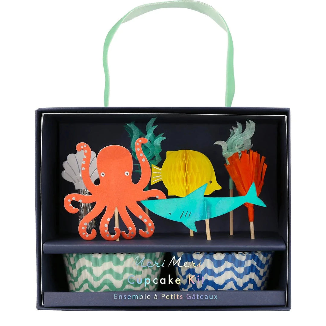OCTOPUS & SHARK CUPCAKE KIT Meri Meri Plates Bonjour Fete - Party Supplies