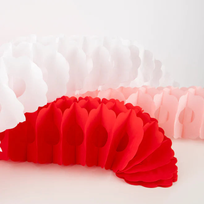 RED, PINK & WHITE HONEYCOMB GARLAND SET Meri Meri Christmas Holiday Party Decorations Bonjour Fete - Party Supplies
