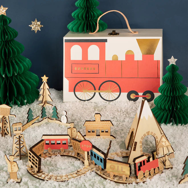 TRAIN ADVENT CALENDAR Meri Meri Advent Calendars PASTEL TISSUE FRINGE  CHRISTMAS CRACKERS Bonjour Fete - Party Supplies