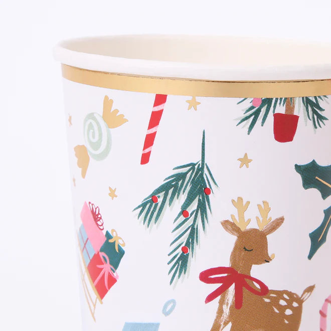 FESTIVE HOLIDAY CUPS BY MERI MERI Meri Meri Christmas Holiday Party Supplies Bonjour Fete - Party Supplies