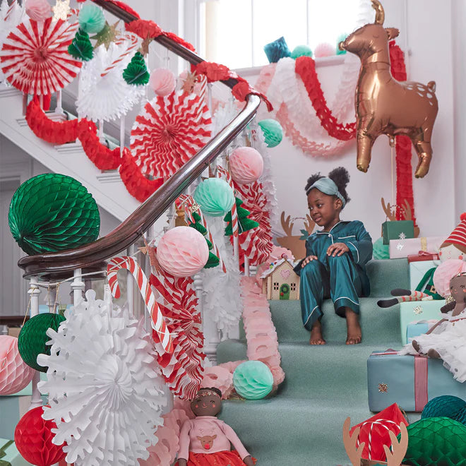 RED PINK WHITE HONEYCOMB GARLAND SET Bonjour F te