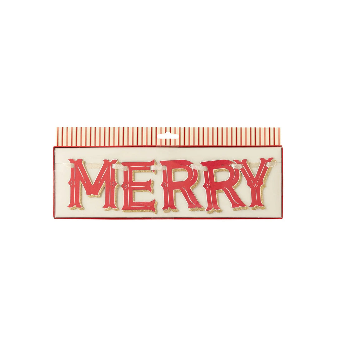 BELIEVE MERRY CHRISTMAS BANNER My Mind’s Eye Christmas Holiday Party Decorations Bonjour Fete - Party Supplies