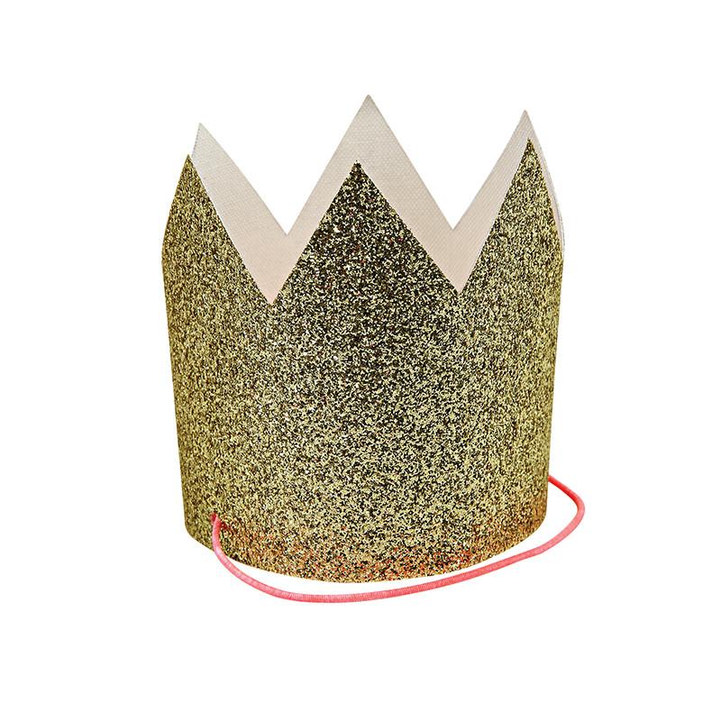 MINI GOLD GLITTERED CROWNS Meri Meri Party Hats Bonjour Fete - Party Supplies