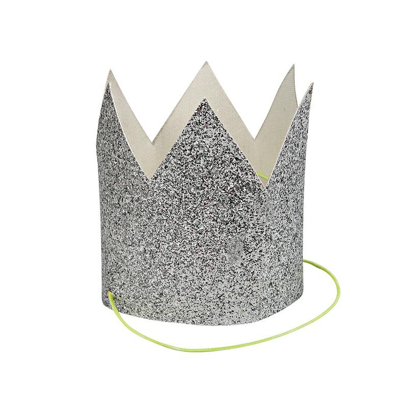 MINI SILVER GILTTERED CROWNS Meri Meri Party Hats Bonjour Fete - Party Supplies