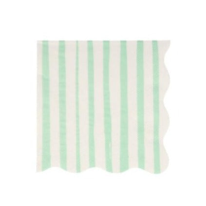 MINT STRIPE LARGE NAPKINS Meri Meri Napkins Cocktail Napkin Bonjour Fete - Party Supplies