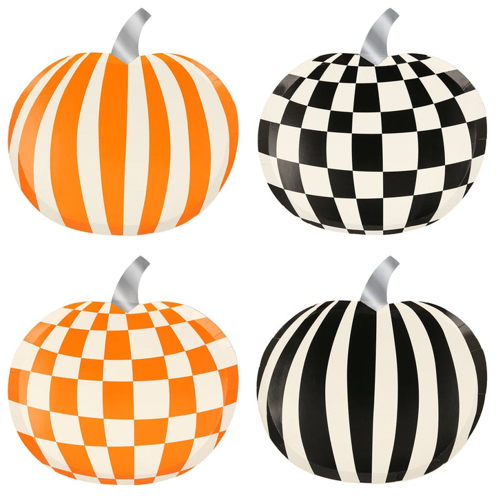 MOD PATTERN PUMPKIN PLATES Meri Meri Bonjour Fete - Party Supplies