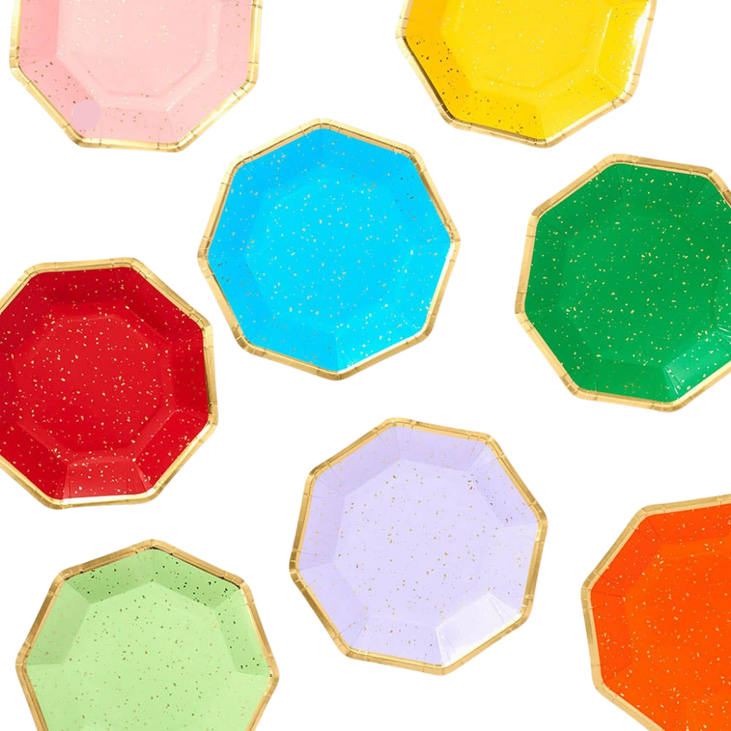 OCTAGON LARGE MULTICOLOR PLATES Paper Source Wholesale Plates Bonjour Fete - Party Supplies