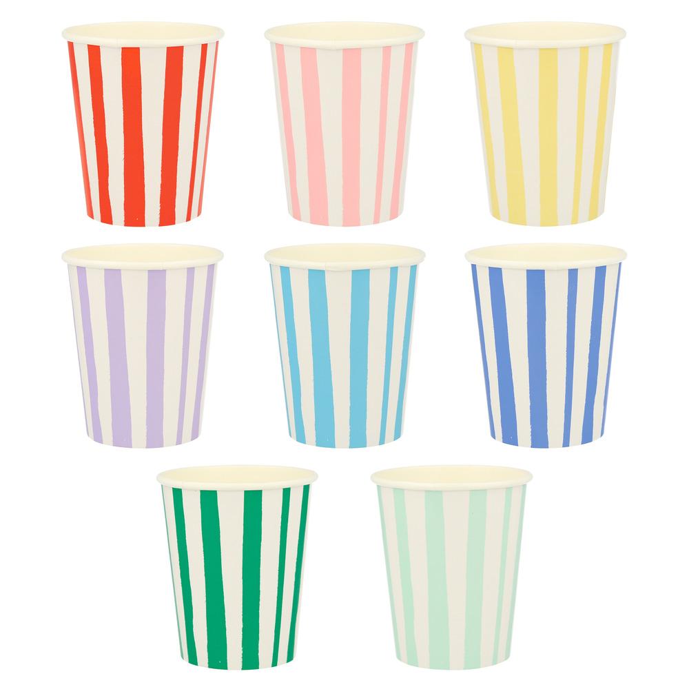 MIXED STRIPE CUPS Meri Meri Cups Bonjour Fete - Party Supplies