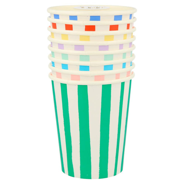 MIXED STRIPE CUPS Meri Meri Cups Bonjour Fete - Party Supplies