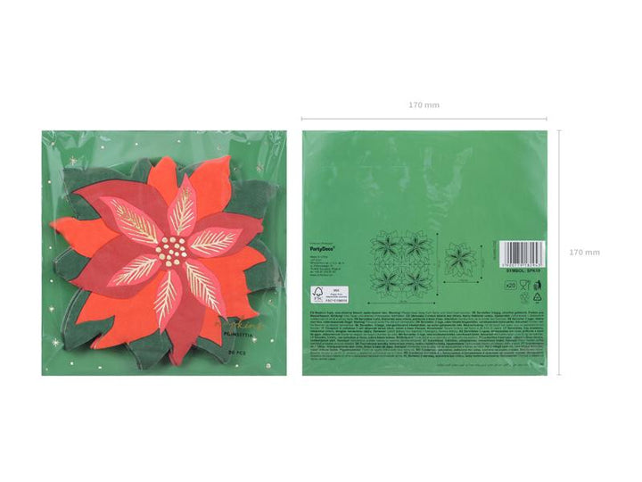 NAPKINS RED STAR OF BETHLEHEM - MIX Party Deco Napkins Bonjour Fete - Party Supplies