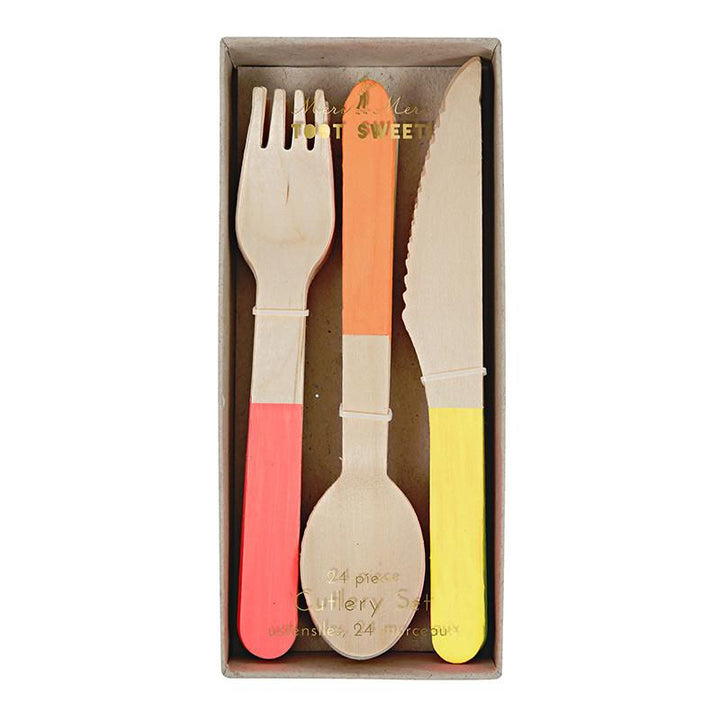 NEON WOODEN CUTLERY Meri Meri Cutlery Bonjour Fete - Party Supplies