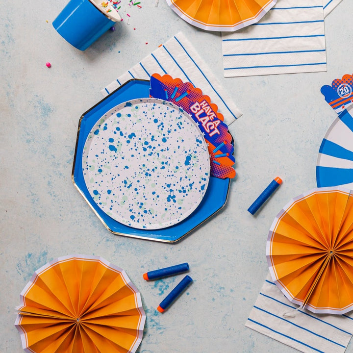 BRIGHT BLUE OCTAGONAL PLATES Meri Meri Plates Bonjour Fete - Party Supplies