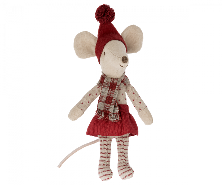 CHRISTMAS MOUSE WITH SCARF IN MATCHBOX- BIG SISTER Maileg Christmas Toy Bonjour Fete - Party Supplies