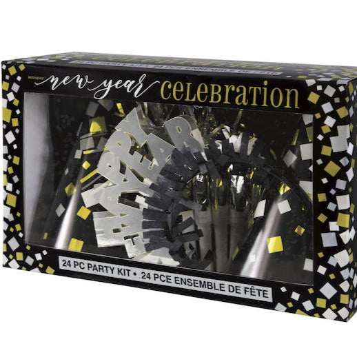 Black, Gold, and Silver New Year's Celebration Kit Bonjour Fete Party Supplies New Year's Party Supplies