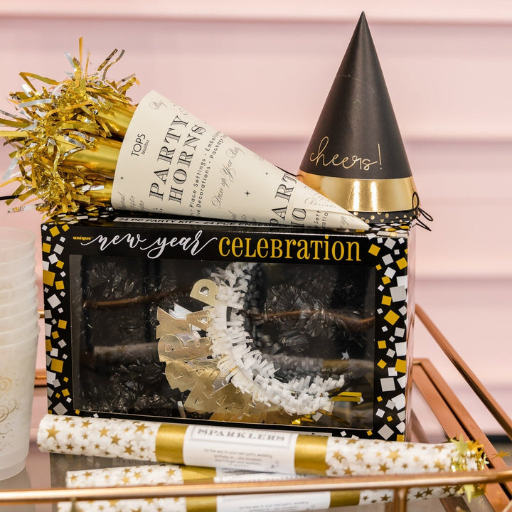 Black, Gold, and Silver New Year's Celebration Kit Bonjour Fete Party Supplies New Year's Party Supplies