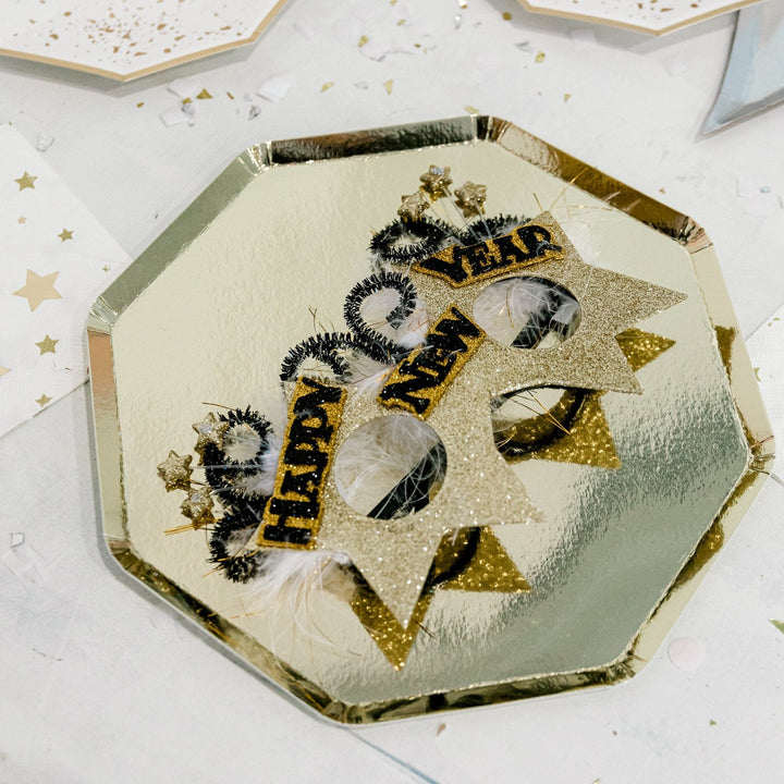 GOLD METALLIC OCTAGONAL PLATES Meri Meri Plates Bonjour Fete - Party Supplies