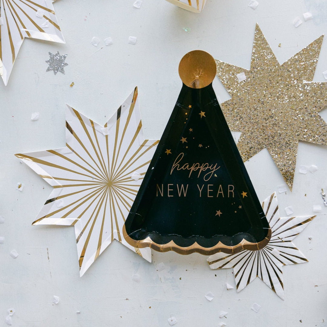 GOLD STRIPE STAR PLATES Meri Meri Bonjour Fete - Party Supplies