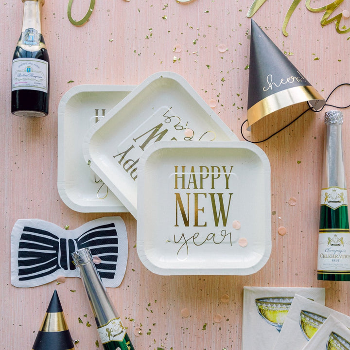 HAPPY NEW YEAR PLATES My Mind's Eye New Year's Eve Bonjour Fete - Party Supplies
