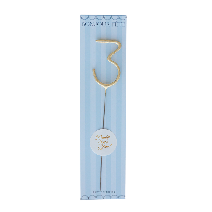 GOLD NUMBER SPARKLERS BY BONJOUR FETE Bonjour Fete Sparkler 3 Bonjour Fete - Party Supplies