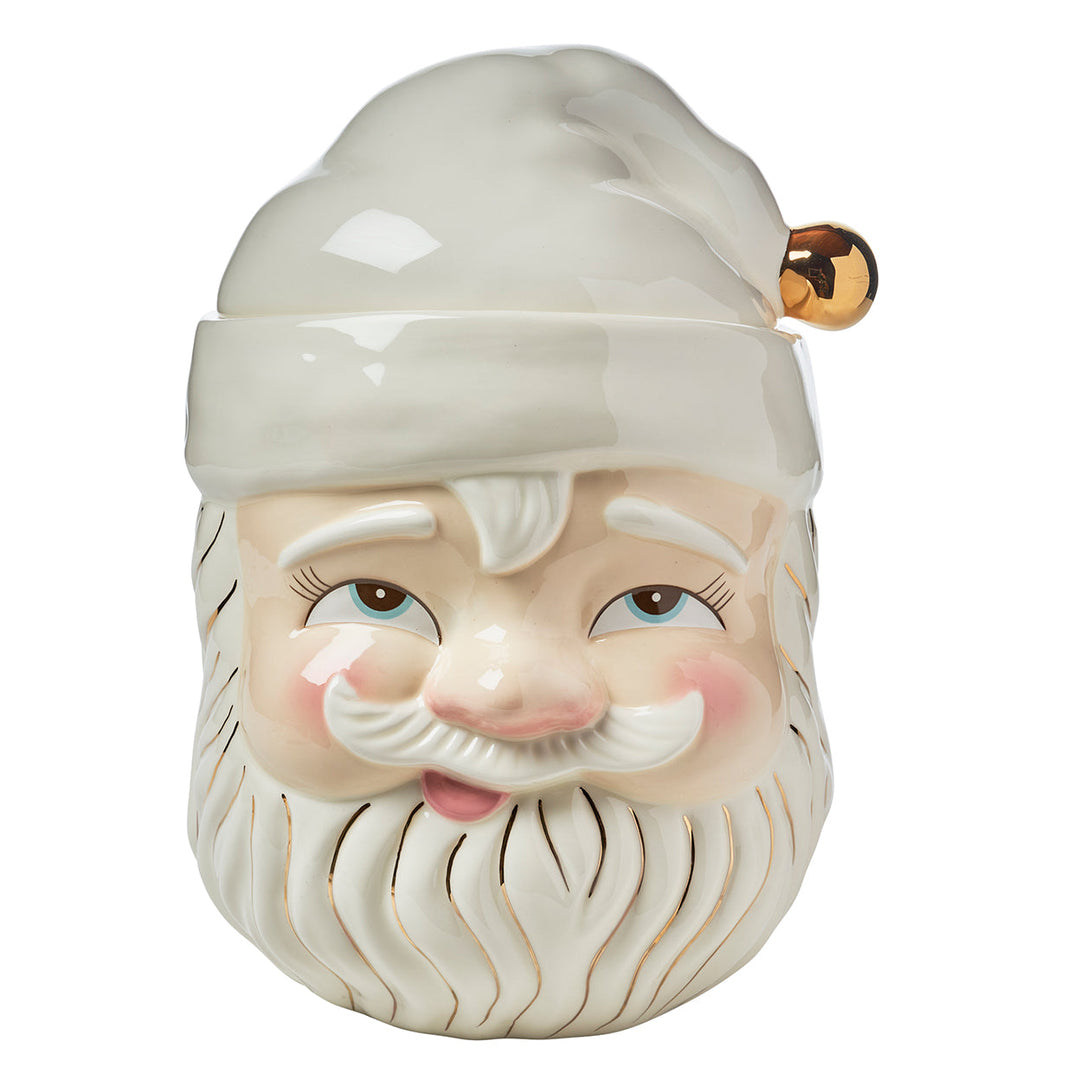PAPA NOEL CERAMIC COOKIE JAR BY GLITTERVILLE (WHITE SKIN TONE) Glitterville Holiday Home & Entertaining Bonjour Fete - Party Supplies