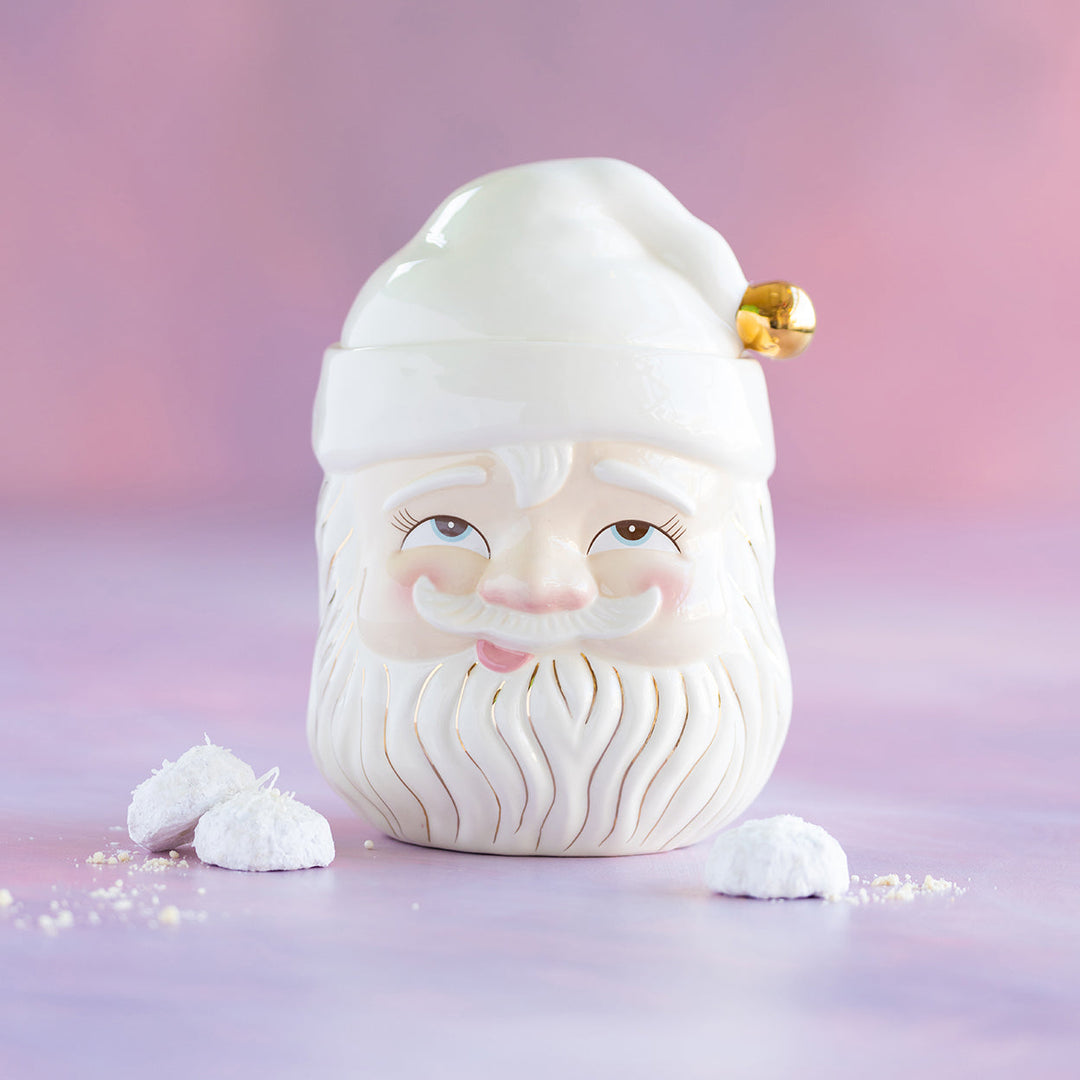 PAPA NOEL SANTA CERAMIC COOKIE JAR BY GLITTERVILLE (WHITE SKIN TONE) Glitterville Holiday Home & Entertaining Bonjour Fete - Party Supplies