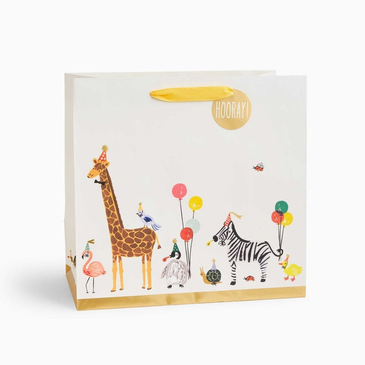 PARTY ANIMALS GIFT BAG BY RIFLE PAPER CO. Rifle Paper Co. Gift Bag LARGE - 12.5" L × 13" W Bonjour Fete - Party Supplies