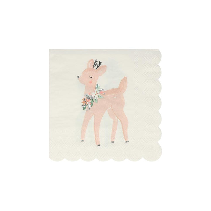 PASTEL DEER NAPKINS Meri Meri Christmas Tableware Bonjour Fete - Party Supplies