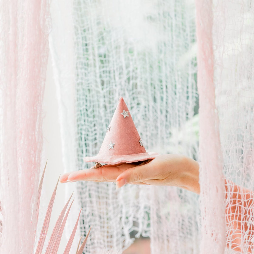 PINK VELVET WITCH HAT Meri Meri Halloween Costumes Bonjour Fete - Pastel Halloween Party Supplies