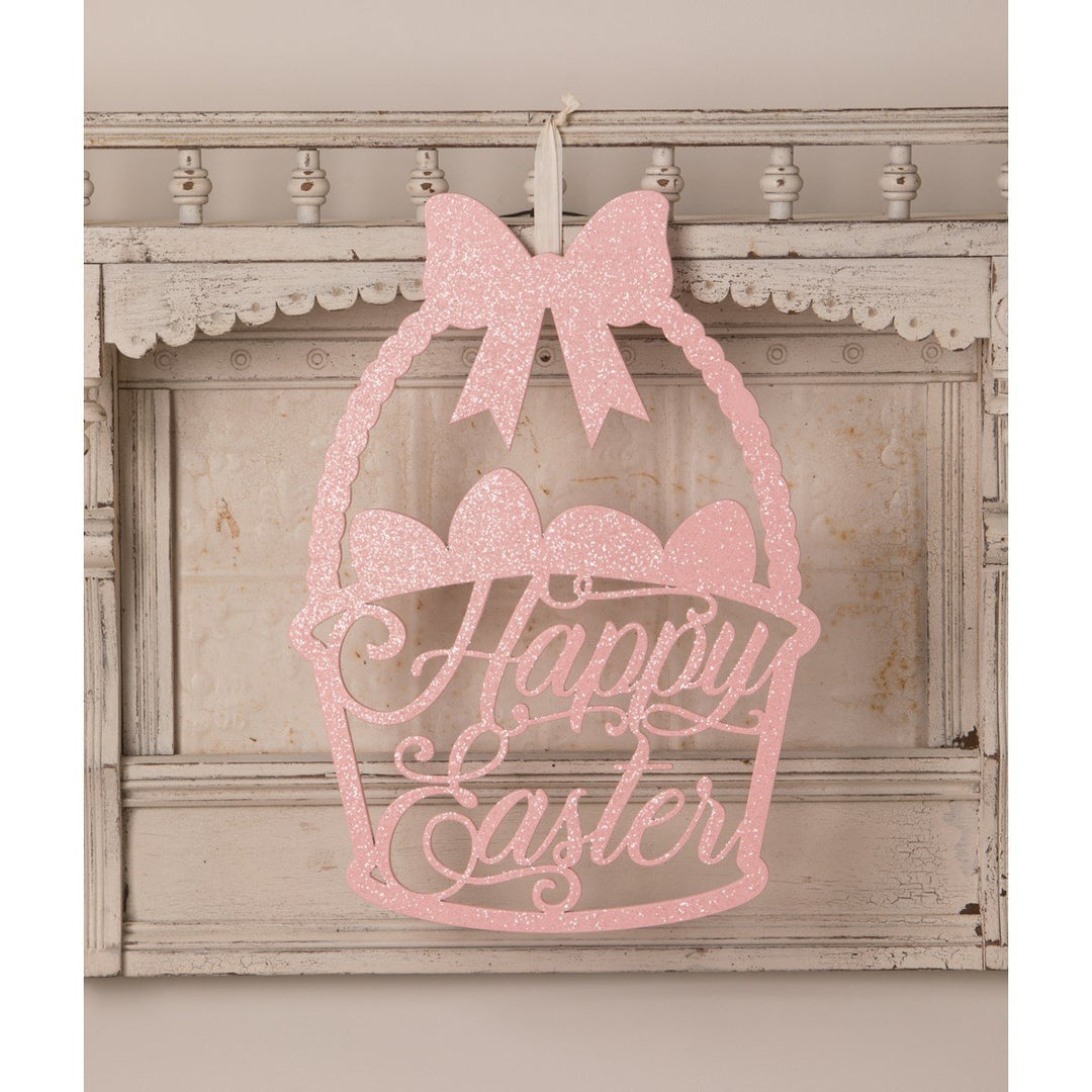 PASTEL PINK HAPPY EASTER SIGN DECORATION Bethany Lowe Designs Easter Decor Bonjour Fete - Party Supplies