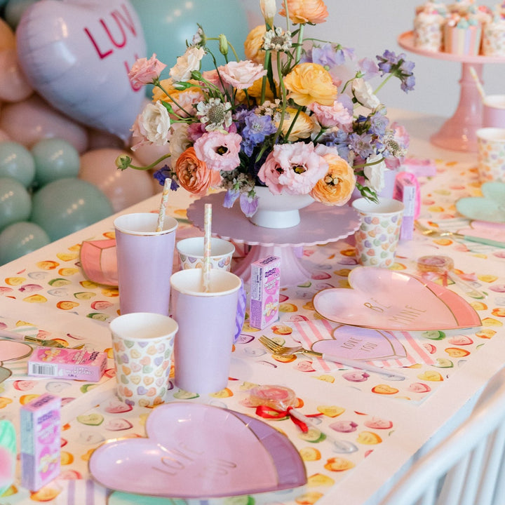 PASTEL CANDY HEARTS PLATES My Mind’s Eye Valentine's Day Tableware Bonjour Fete - Party Supplies