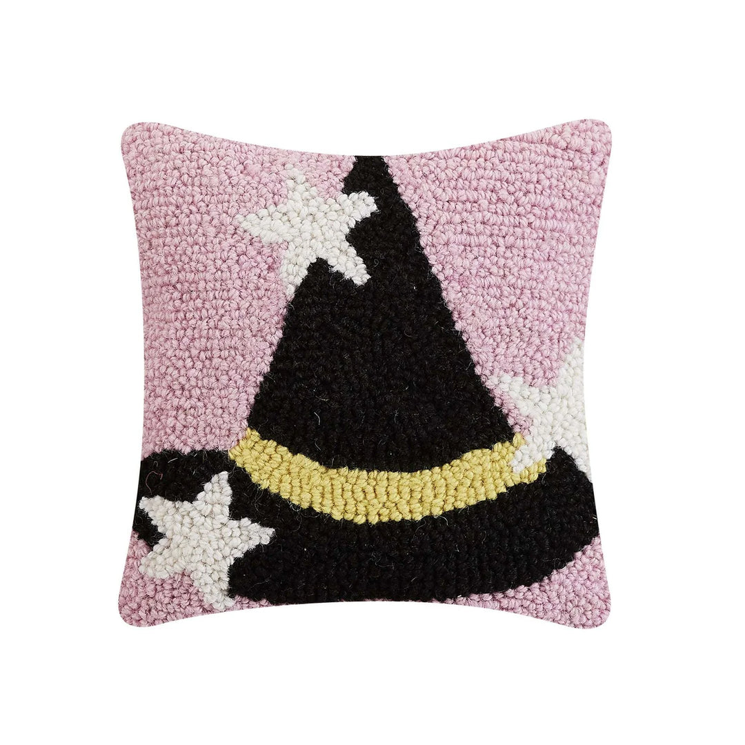 PINK WITCH HAT HOOKED PILLOW Peking Handicraft Halloween Home Decor Bonjour Fete - Party Supplies