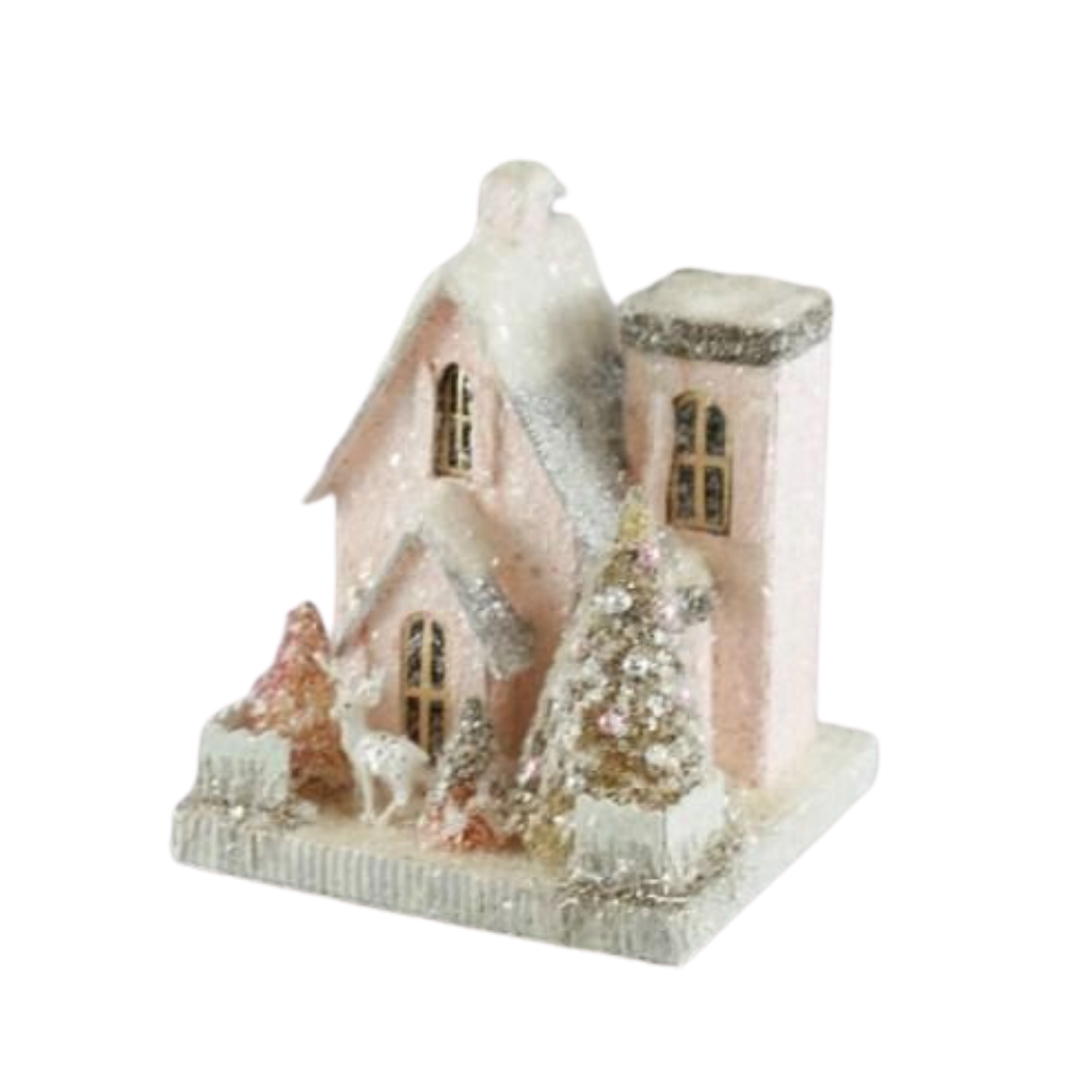 PETITE PINK HOLIDAY HOUSE Cody Foster Co. Christmas House Bonjour Fete - Party Supplies