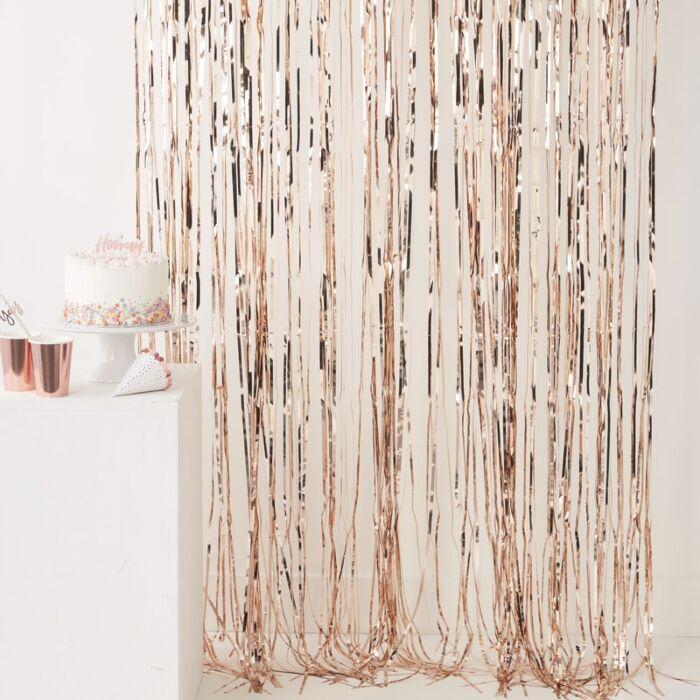 ROSE GOLD FRINGE CURTAIN Ginger Ray UK Backdrop Bonjour Fete - Party Supplies