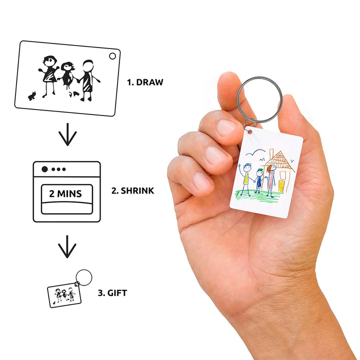DRAWING SHRINK KEYRING BY PIKKII Pikkii Keychain Bonjour Fete - Party Supplies