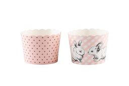 PINK GINGHAM BUNNY BAKING CUPS Simply Baked Baking SMALL - 3 OZ Bonjour Fete - Party Supplies