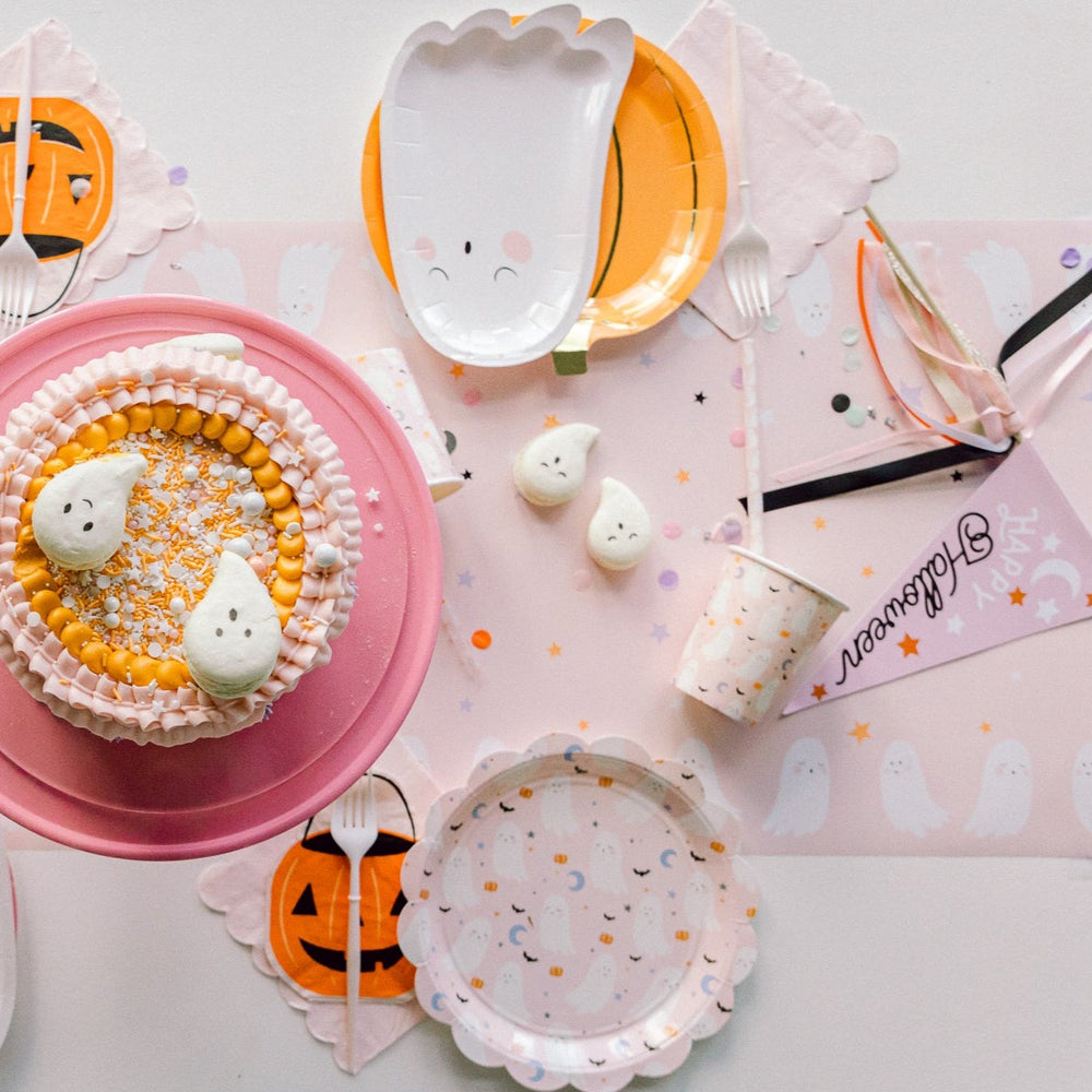GHOST & STAR PINK TABLE RUNNER My Mind’s Eye Halloween Party Supplies Bonjour Fete - Pastel Halloween Party Supplies