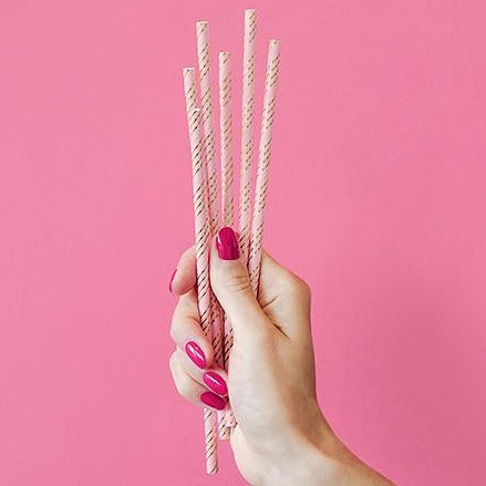 PAPER STRAWS - LIGHT PINK Party Deco STRAWS Bonjour Fete - Party Supplies