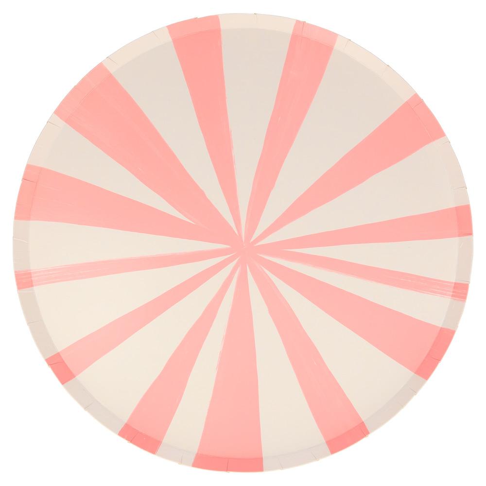 PINK STRIPE DINNER PLATES Meri Meri Plates Bonjour Fete - Party Supplies