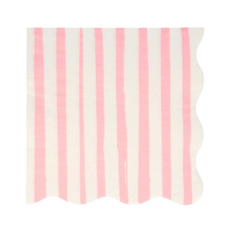 PINK STRIPE LARGE NAPKINS Meri Meri Napkins Bonjour Fete - Party Supplies