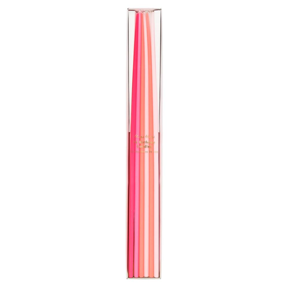 PINK TALL TAPERED CANDLES Meri Meri Birthday Candles Bonjour Fete - Party Supplies