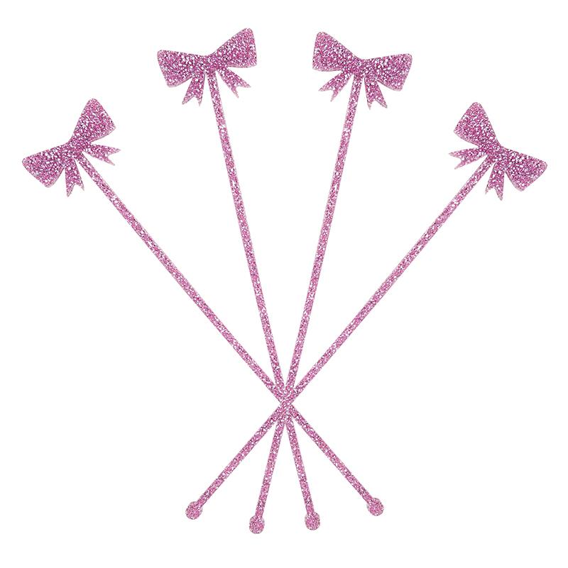 PINK GLITTER BOW STIR STICKS Slant Drinkware & Bar Bonjour Fete - Party Supplies