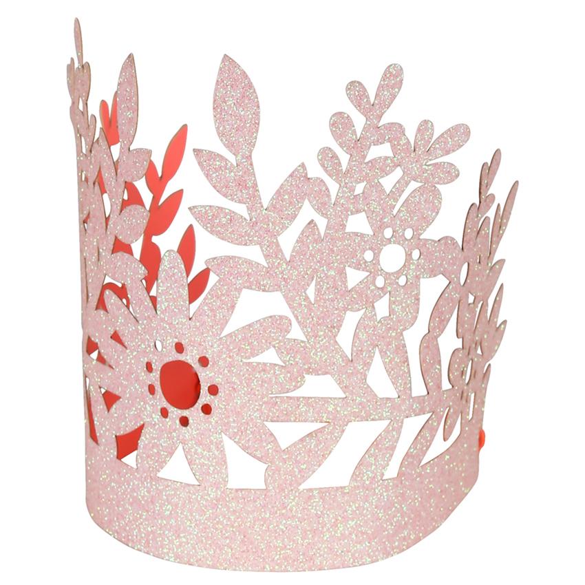 PINK GLITTER CROWN Meri Meri Party Hats Bonjour Fete - Party Supplies