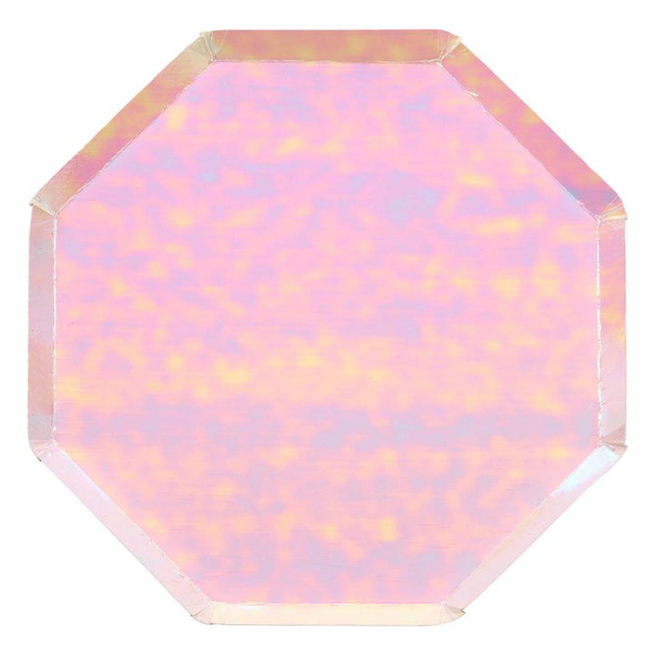 PINK IRIDESCENT OCTAGONAL PLATES Meri Meri Plates Bonjour Fete - Party Supplies