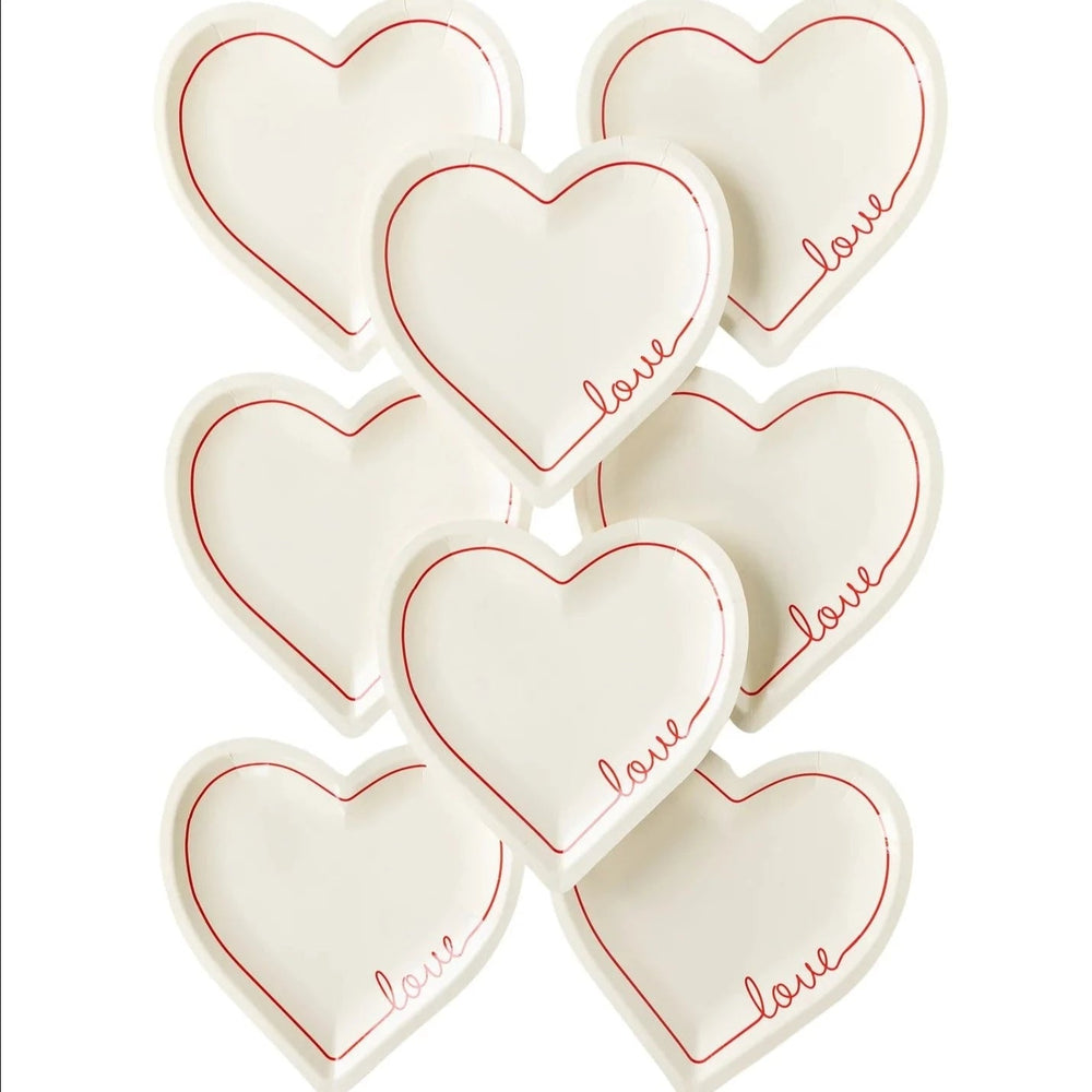 LOVE HEART SHAPED PLATES My Mind’s Eye Valentine's Day Tableware Bonjour Fete - Party Supplies