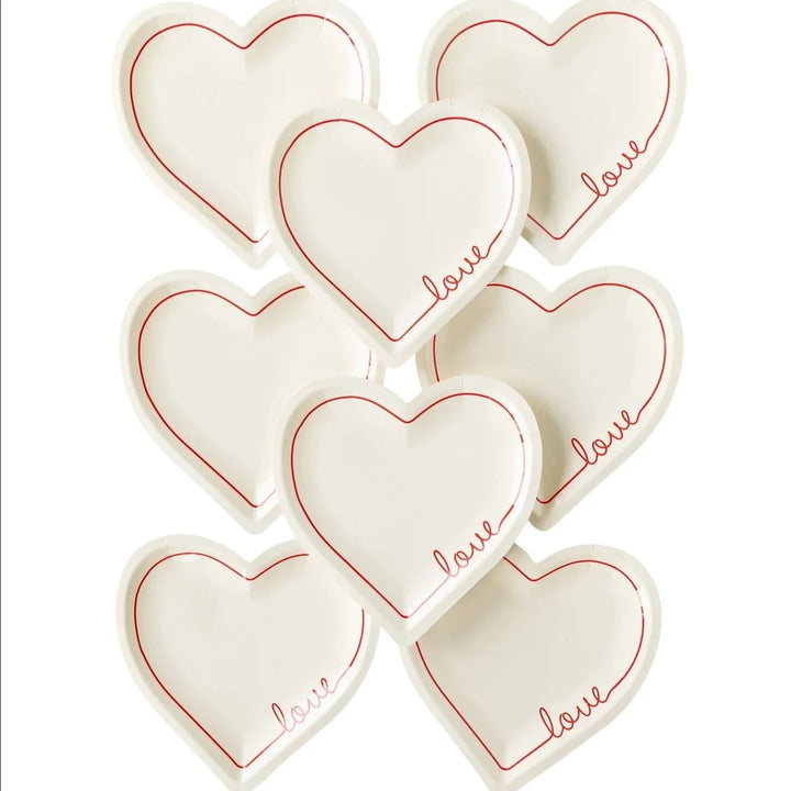 LOVE HEART SHAPED PLATES My Mind’s Eye Valentine's Day Tableware Bonjour Fete - Party Supplies
