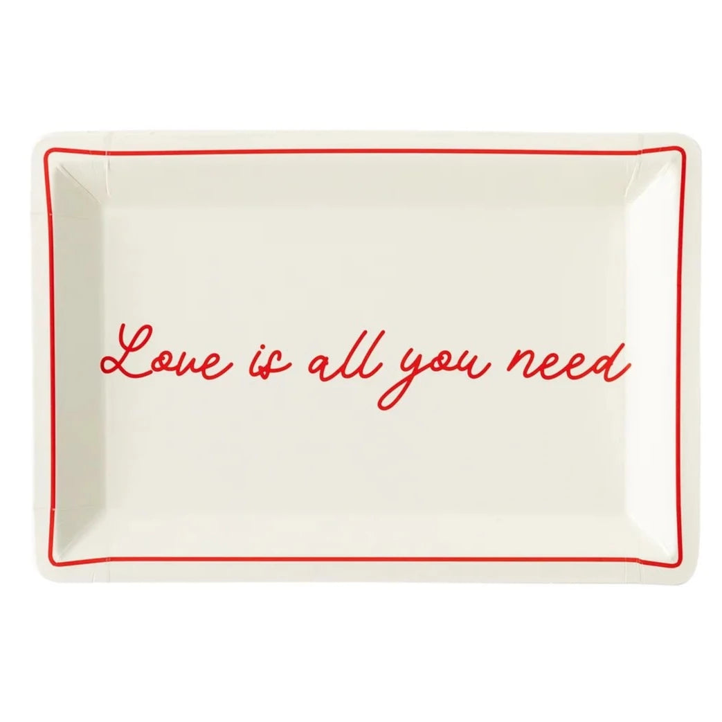 PLTS357C - Love Is All You Need Shaped Plate My Mind’s Eye 0 Faire Bonjour Fete - Party Supplies
