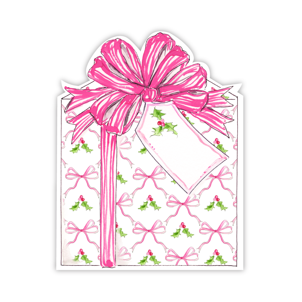 HANDPAINTED PINK HOLLY AND BOWS DIE-CUT ACCENTS Rosanne Beck Collections Christmas Holiday Party Supplies Bonjour Fete - Party Supplies