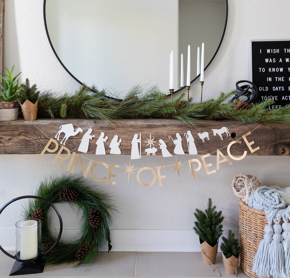 PRINCE OF PEACE LETTER BANNER GARLAND My Mind’s Eye Christmas Party Decor Bonjour Fete - Party Supplies